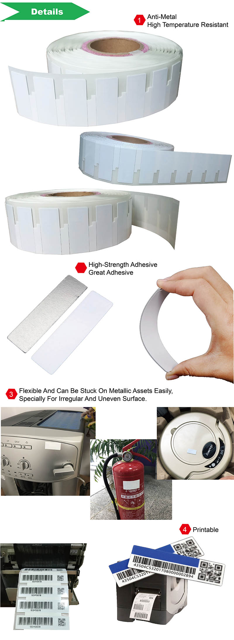 Flexible bedruckbare UHF-RFID-Anti-Metall-Tags
